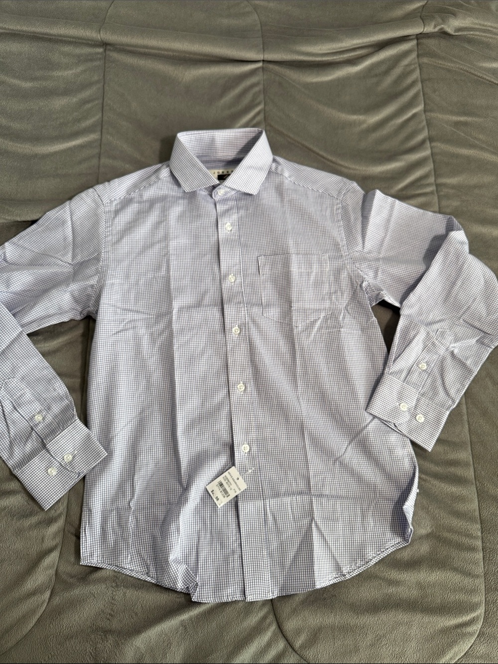 Joseph Abboud boys Light Blue Micro-Check Dress Shirt Sz 12